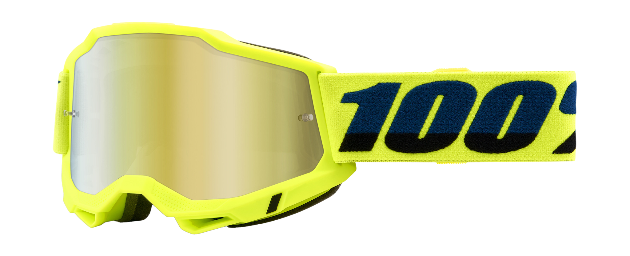 100% Motocross Goggle Accuri 2 Fluo Yellow - Mirror Gold
