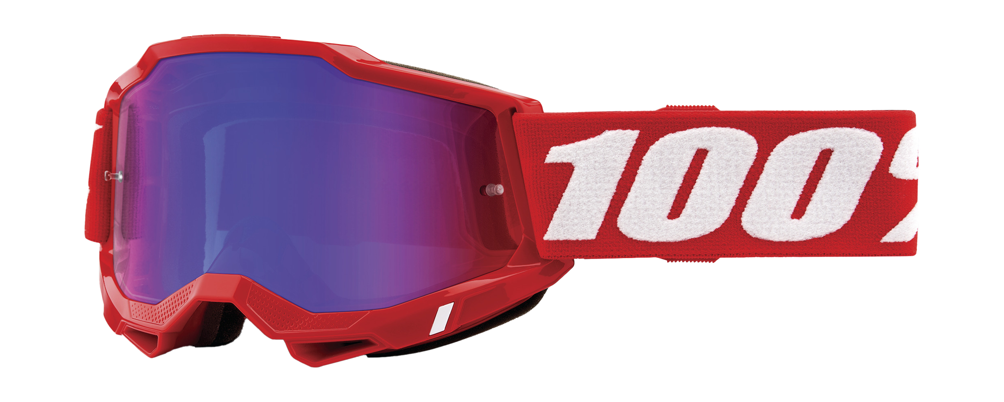 100% Motocross Goggle Accuri 2 Neon Red - Mirror Red / Blue