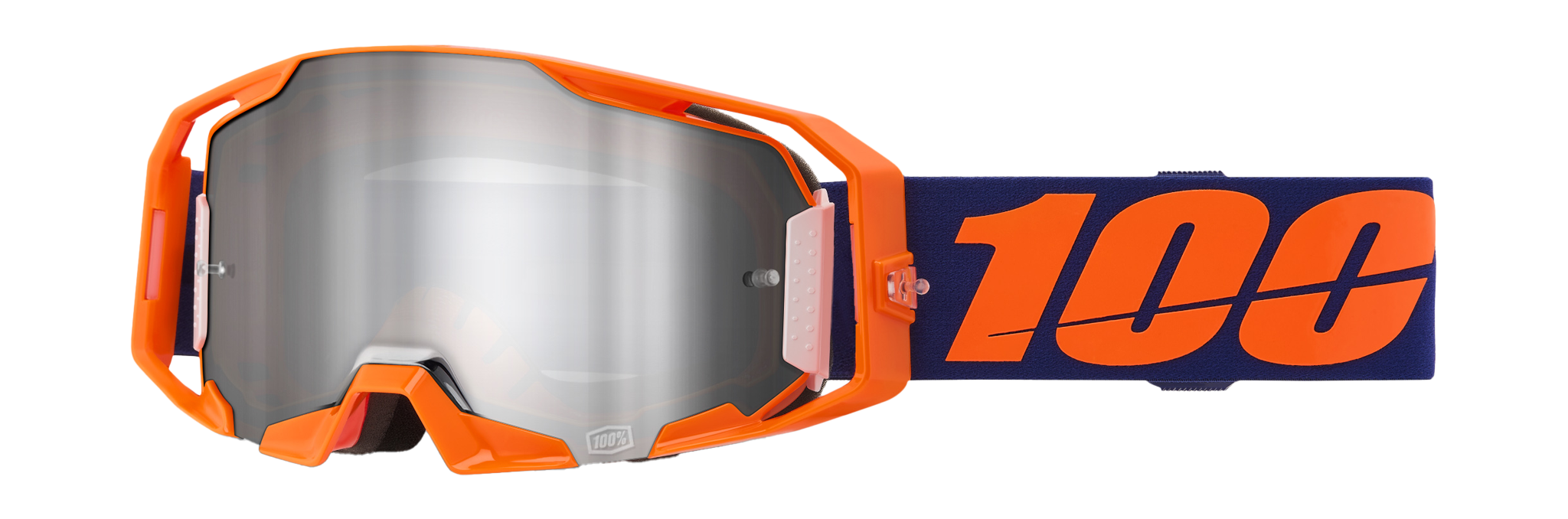 100% Motocross Goggle ARmatic Neon Orange - Mirror Silver Flash