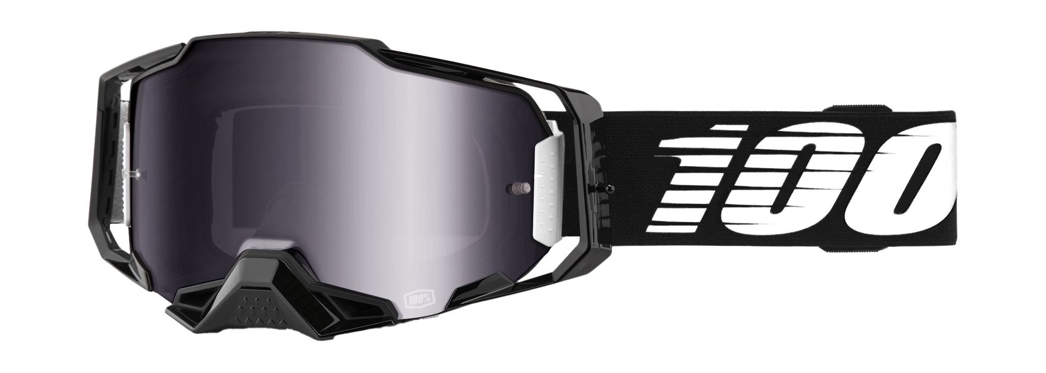 100% Motocross Goggle Armega Black - Mirror Silver Flash