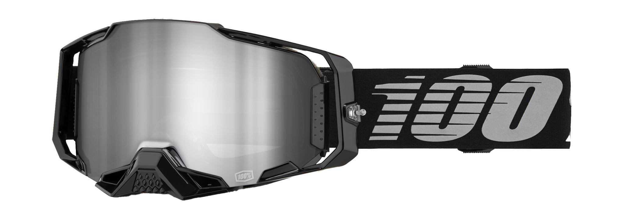 100% Motocross Goggle Armega Black - Mirror Silver