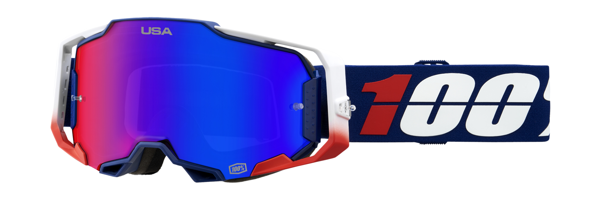 100% Motocross Goggle Armega MXON USA - HiPER Mirror Red / Blue