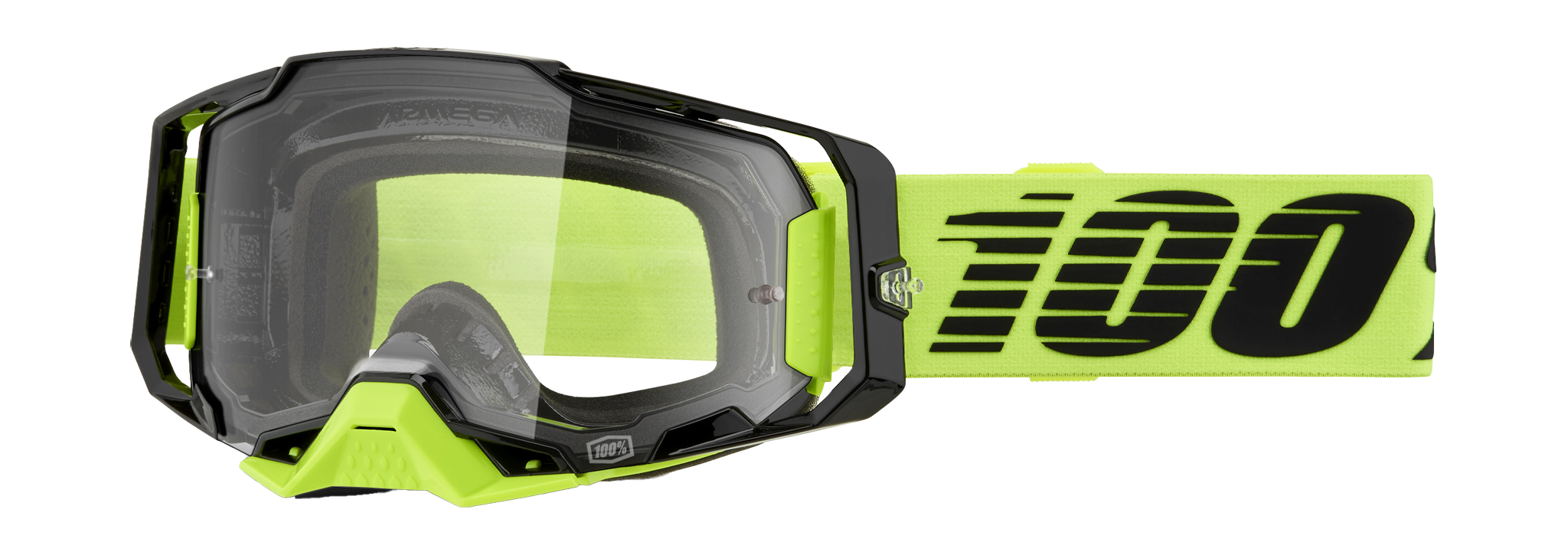 100% Motocross Goggle Armega Neon Yellow - Clear