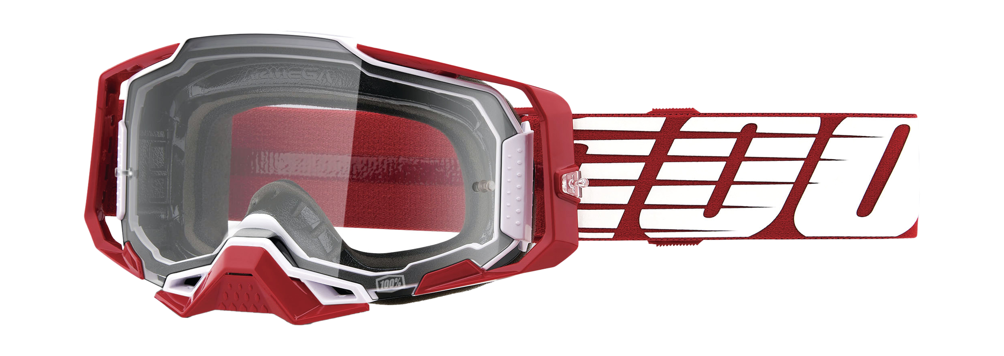 100% Motocross Goggle Armega Oversized Deep Red - Clear
