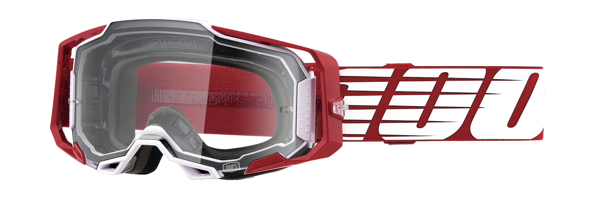 100% Motocross Goggle Armega Oversized Deep Red - Clear
