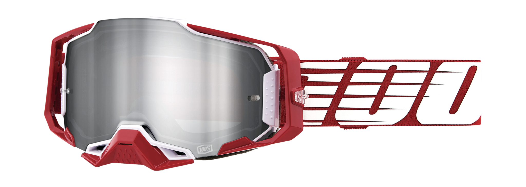 100% Motocross Goggle Armega Oversized Deep Red - Mirror Silver Flash