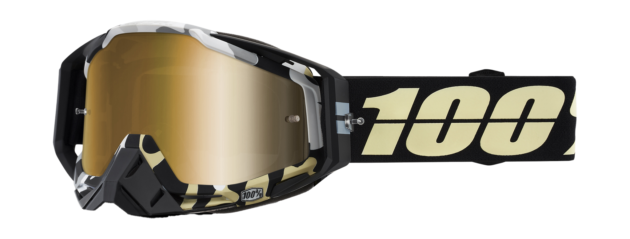 100% Motocross Goggle Racecraft 1 Ergoflash - Mirror True Gold