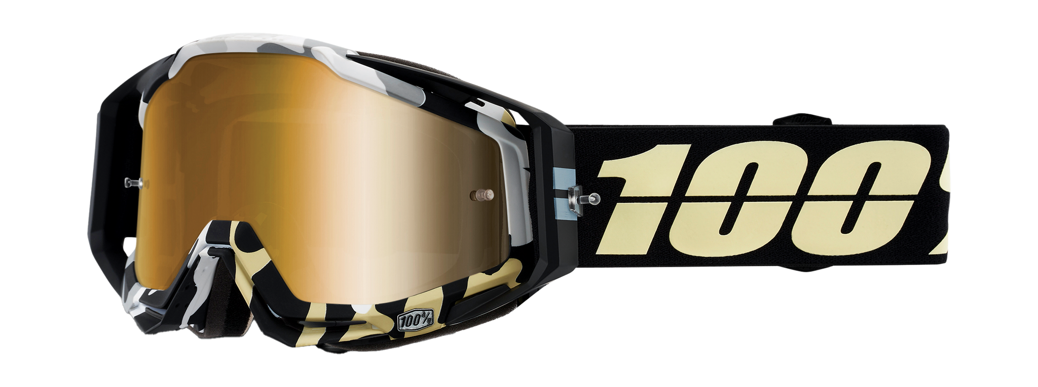 100% Motocross Goggle Racecraft 1 Ergoflash - Mirror True Gold