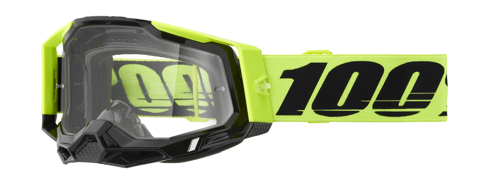 100% Motocross Goggle Racecraft 2 Neon Yellow - Clear