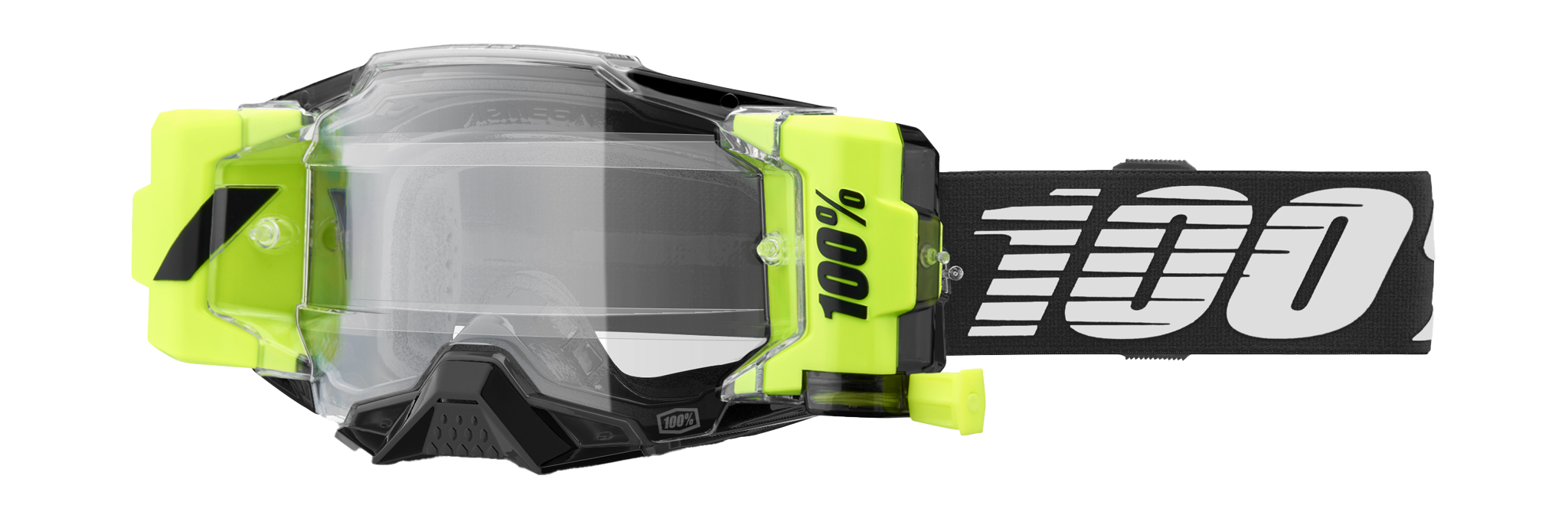 100% Motocross Goggle Roll-Off Armega Forecast Black - Clear