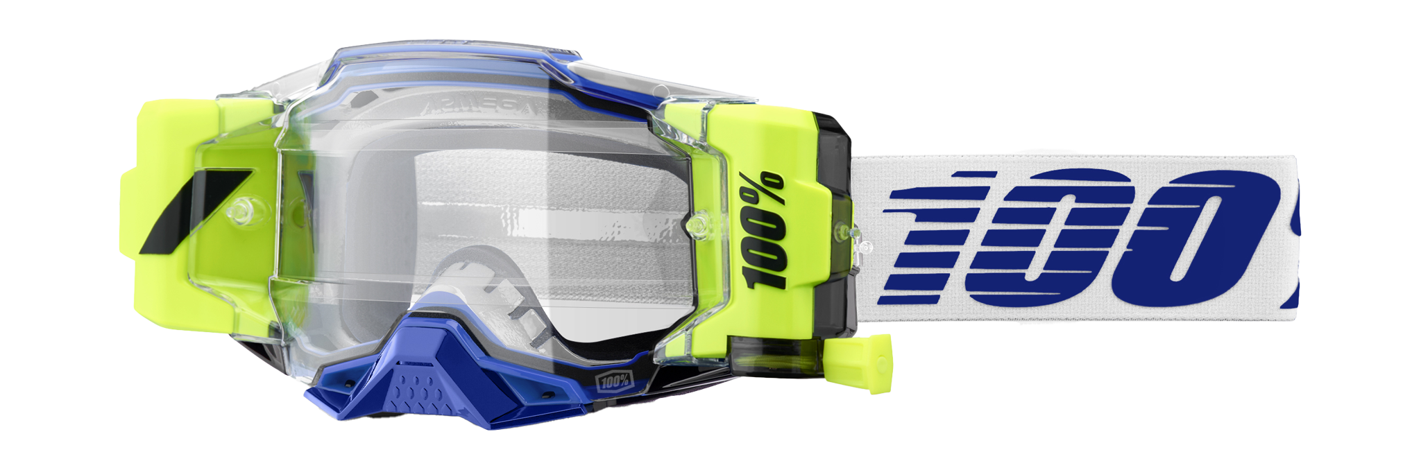 100% Motocross Goggle Roll-Off Armega Forecast Blue - Clear