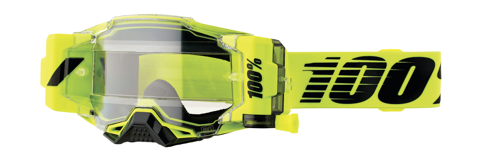 100% Motocross Goggle Roll-Off Armega Forecast Nuclear Citrus - Clear