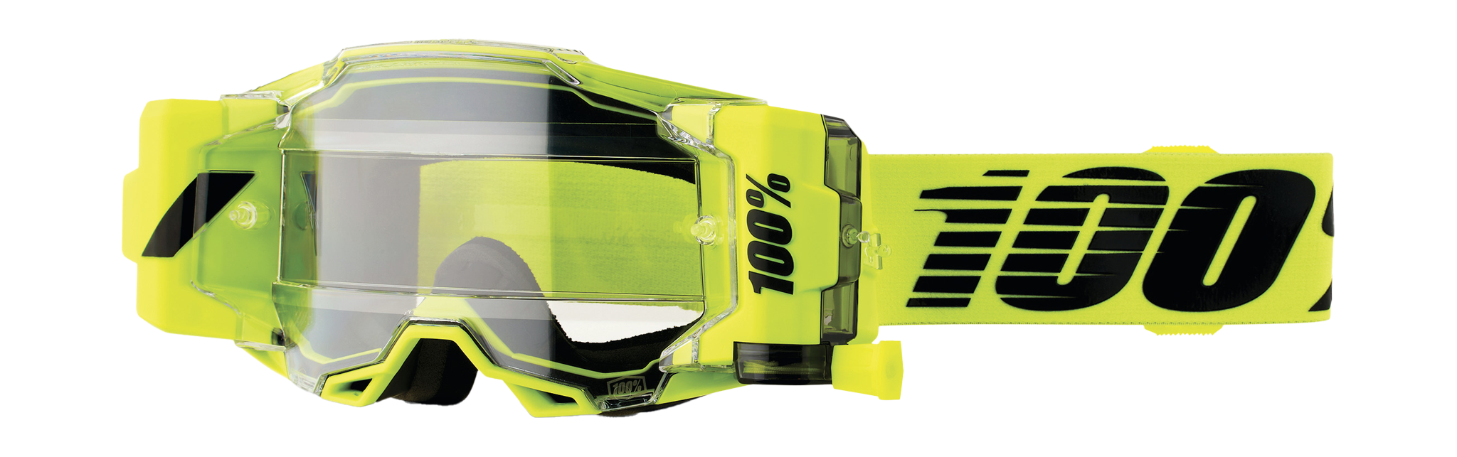 100% Motocross Goggle Roll-Off Armega Forecast Nuclear Citrus - Clear