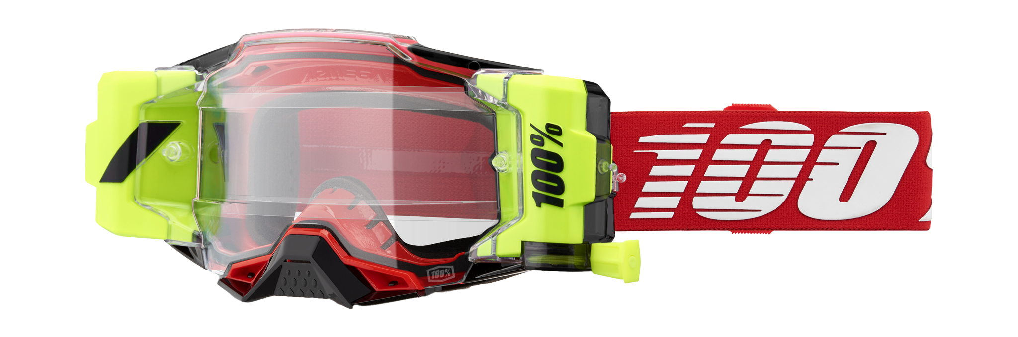 100% Motocross Goggle Roll-Off Armega Forecast Red - Clear