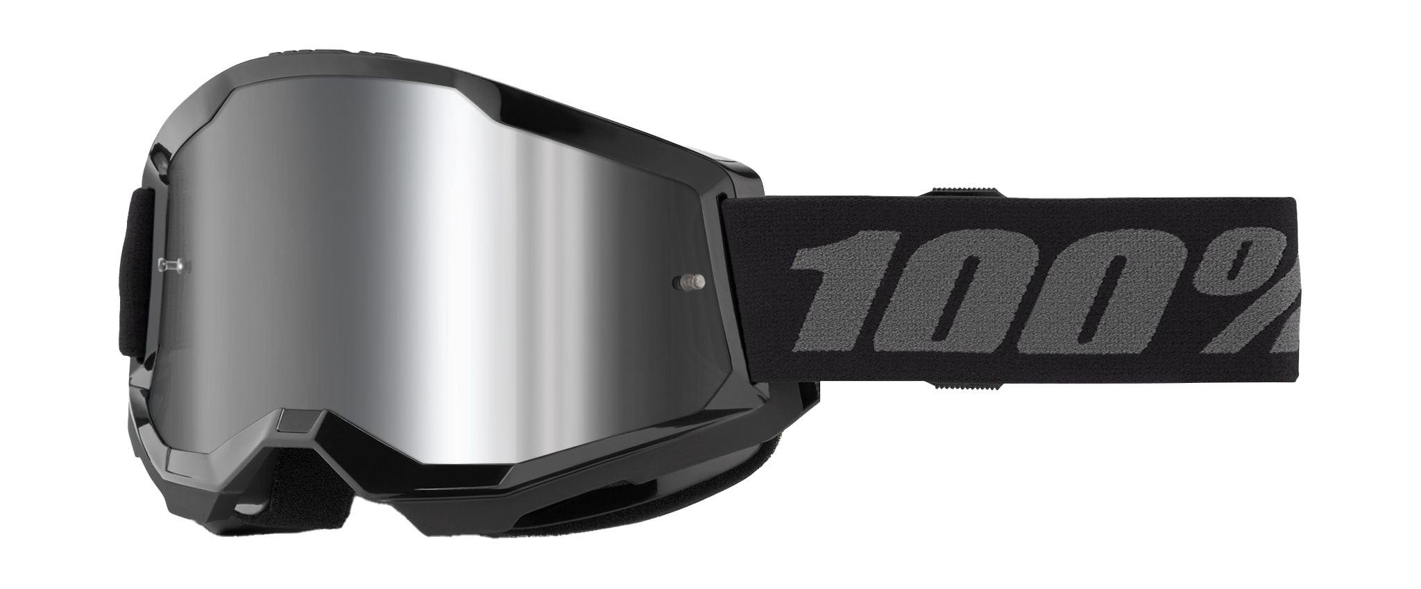 100% Motocross Goggle Strata 2 Black - Mirror Silver