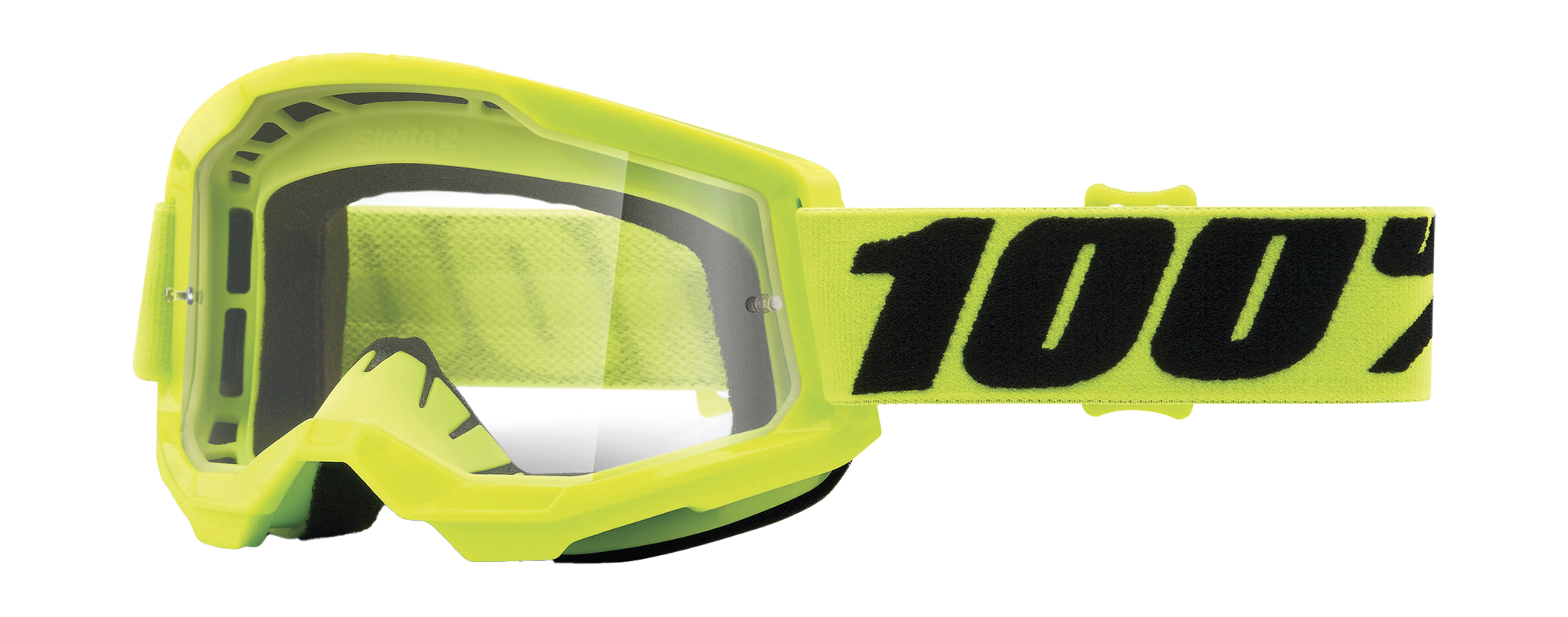 100% Motocross Goggle Strata 2 Fluo Yellow - Clear