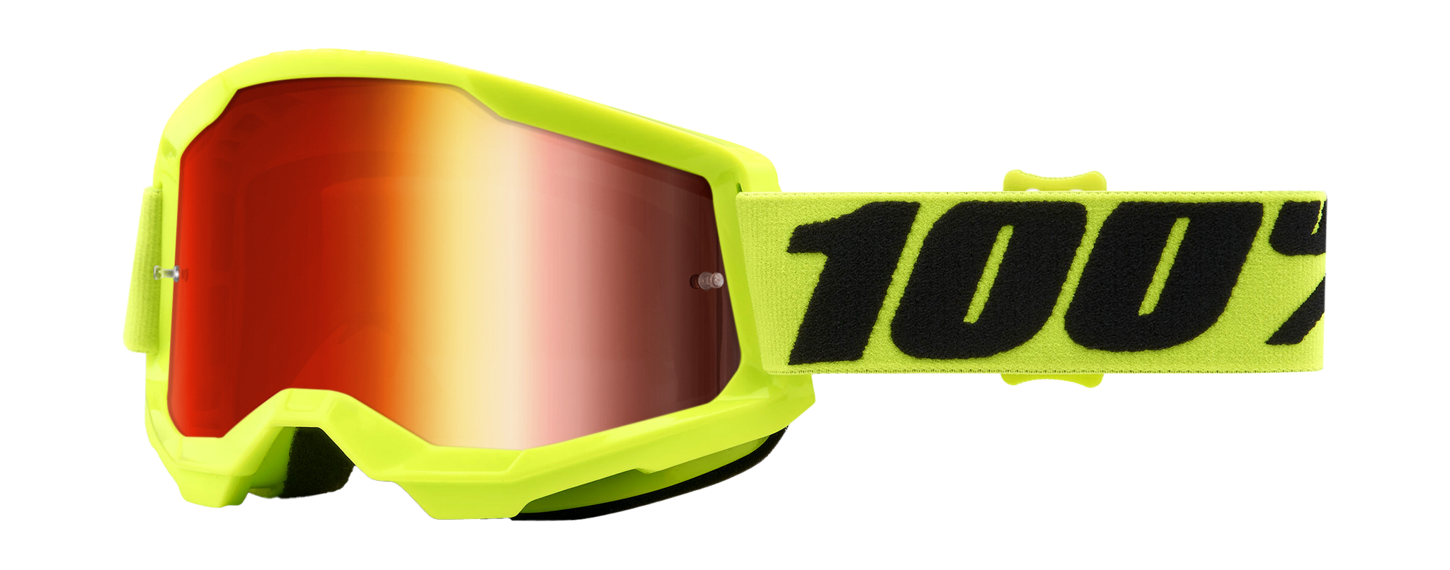 100% Motocross Goggle Strata 2 Fluo Yellow - Mirror Red