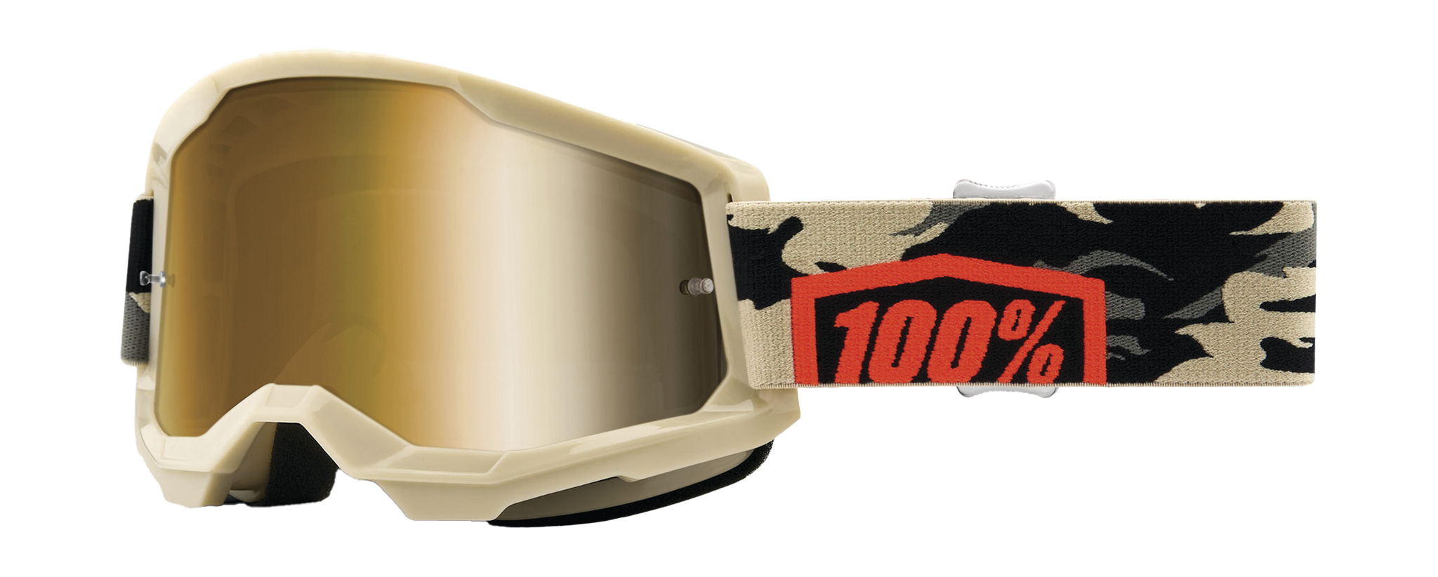 100% Motocross Goggle Strata 2 Kombat - Mirror True Gold