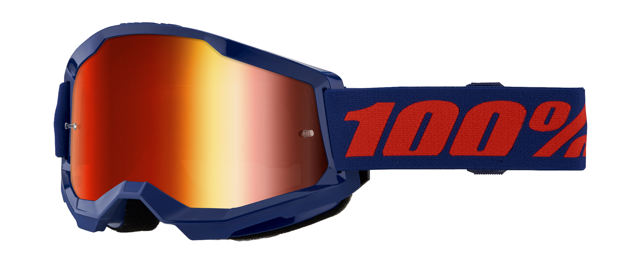 100% Motocross Goggle Strata 2 Navy - Mirror Red