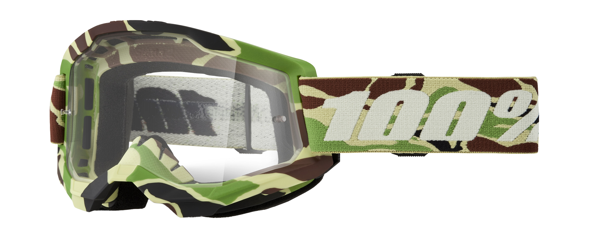 100% Motocross Goggle Strata 2 War Camo - Clear