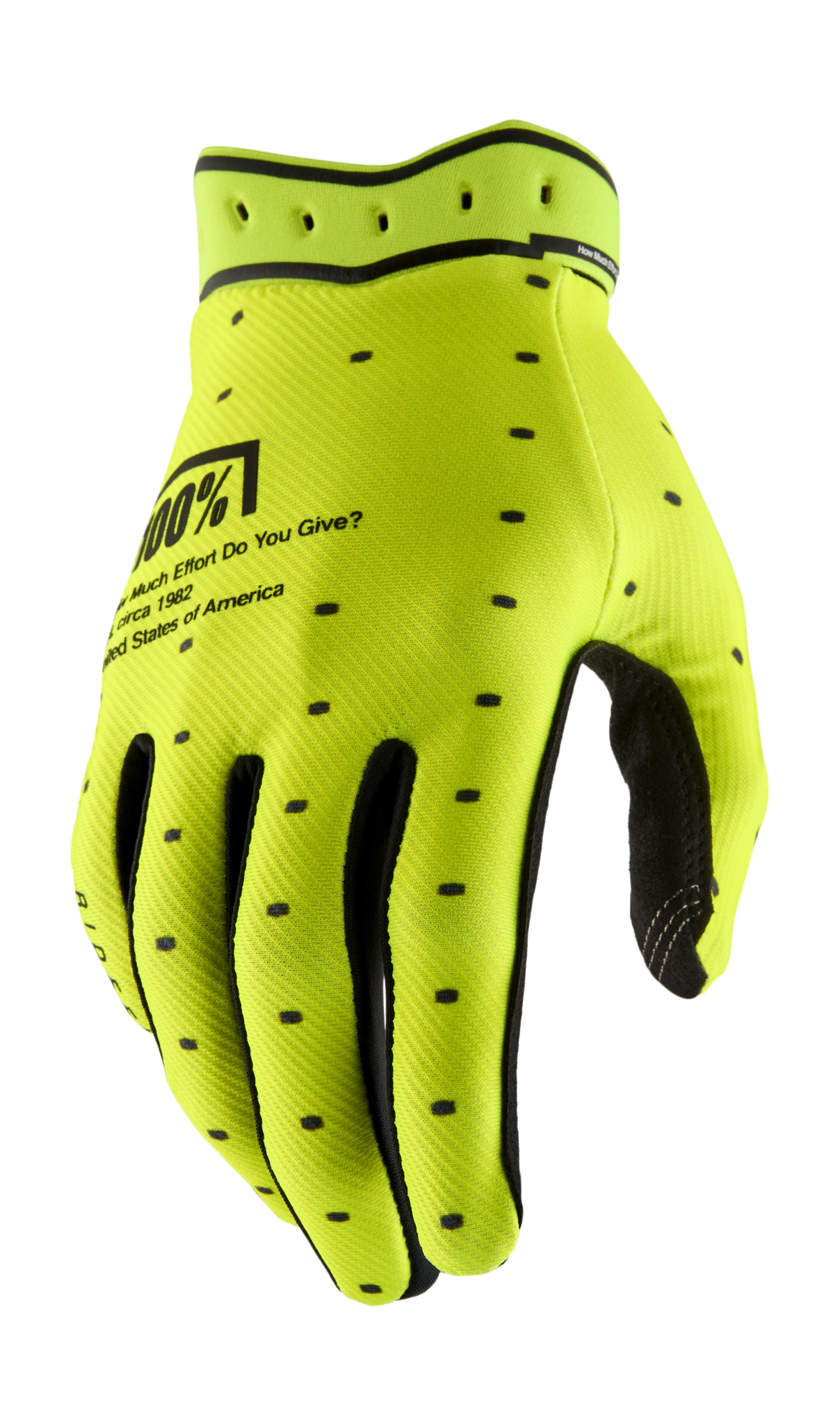100% Motocross Gloves Ridefit - Fluo Yellow