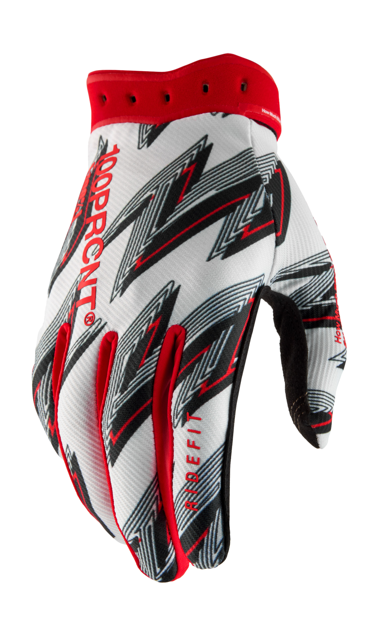 100% Motocross Gloves Ridefit - Red / White / Grey