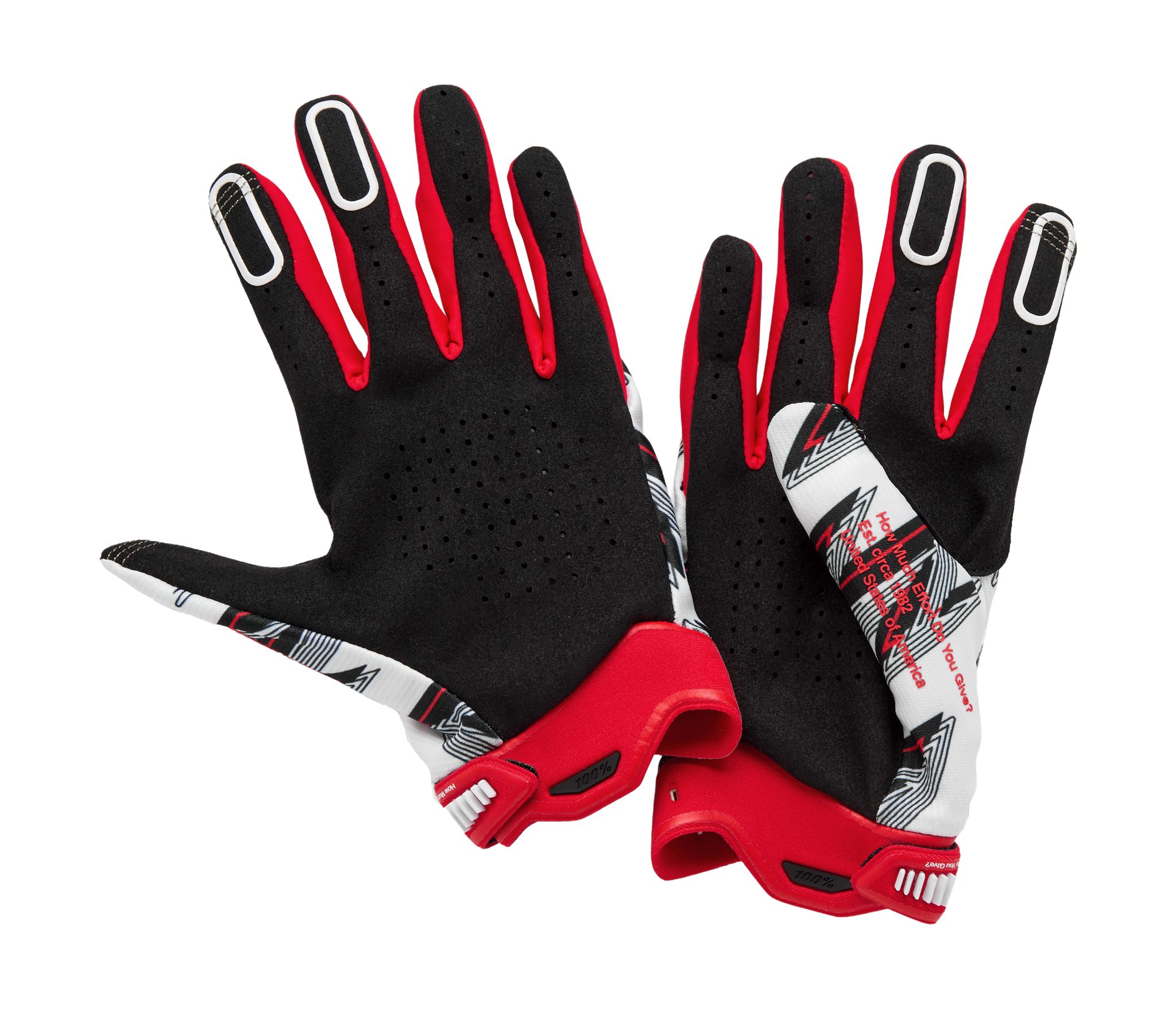 100% Motocross Gloves Ridefit - Red / White / Grey