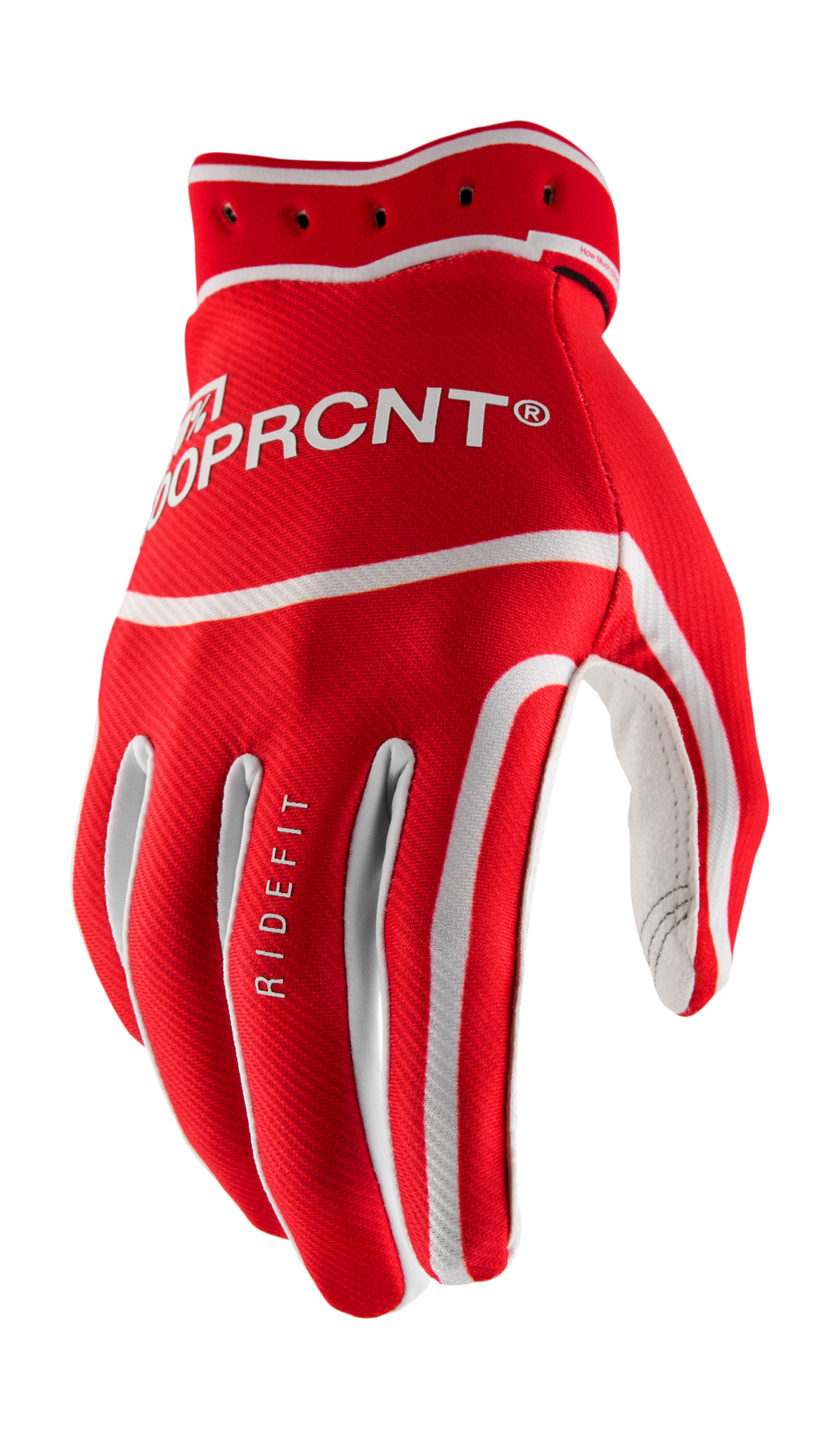 100% Motocross Gloves Ridefit - White / Red