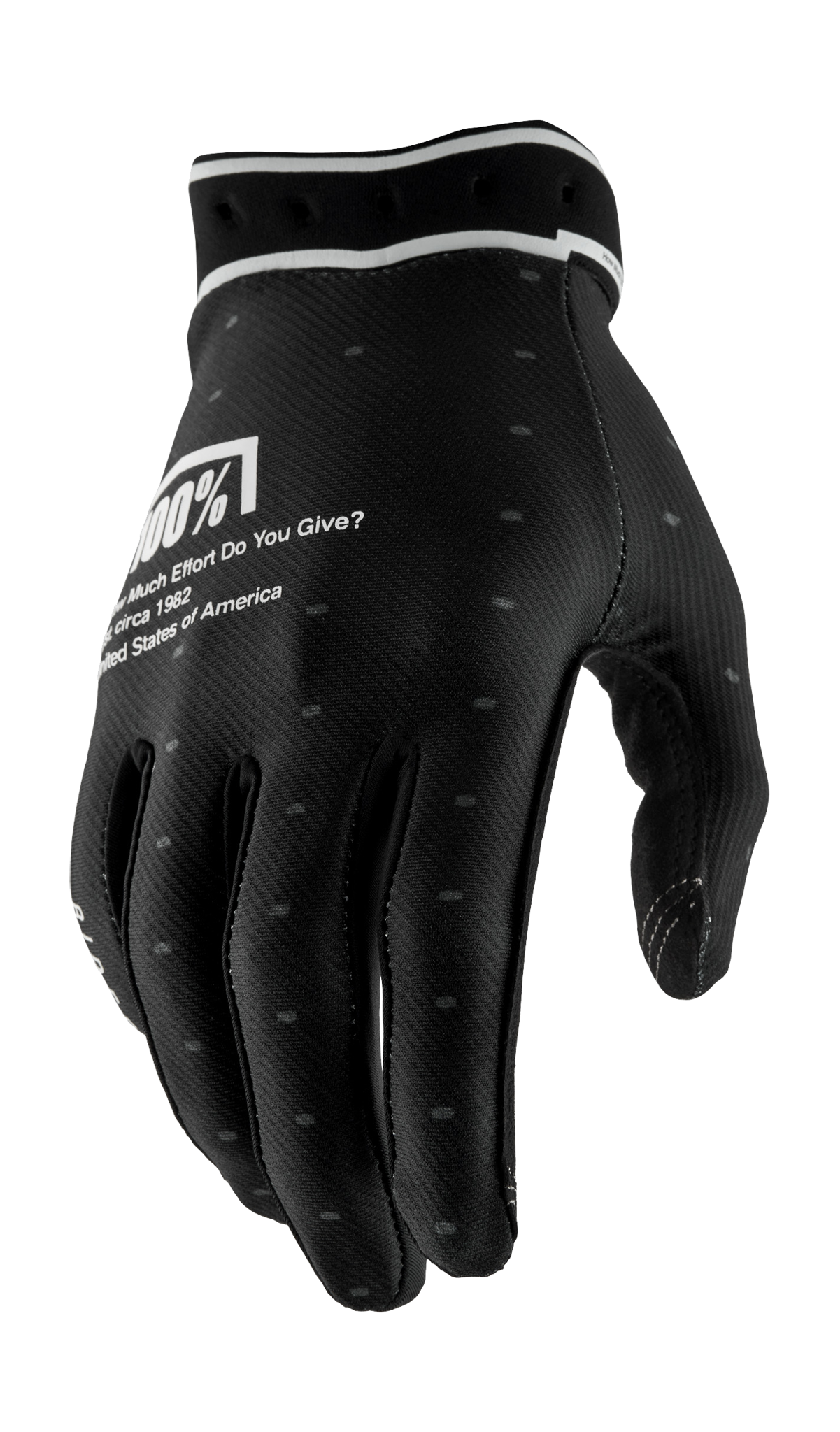 100% Motocross Gloves Ridefit - Black / White / Grey