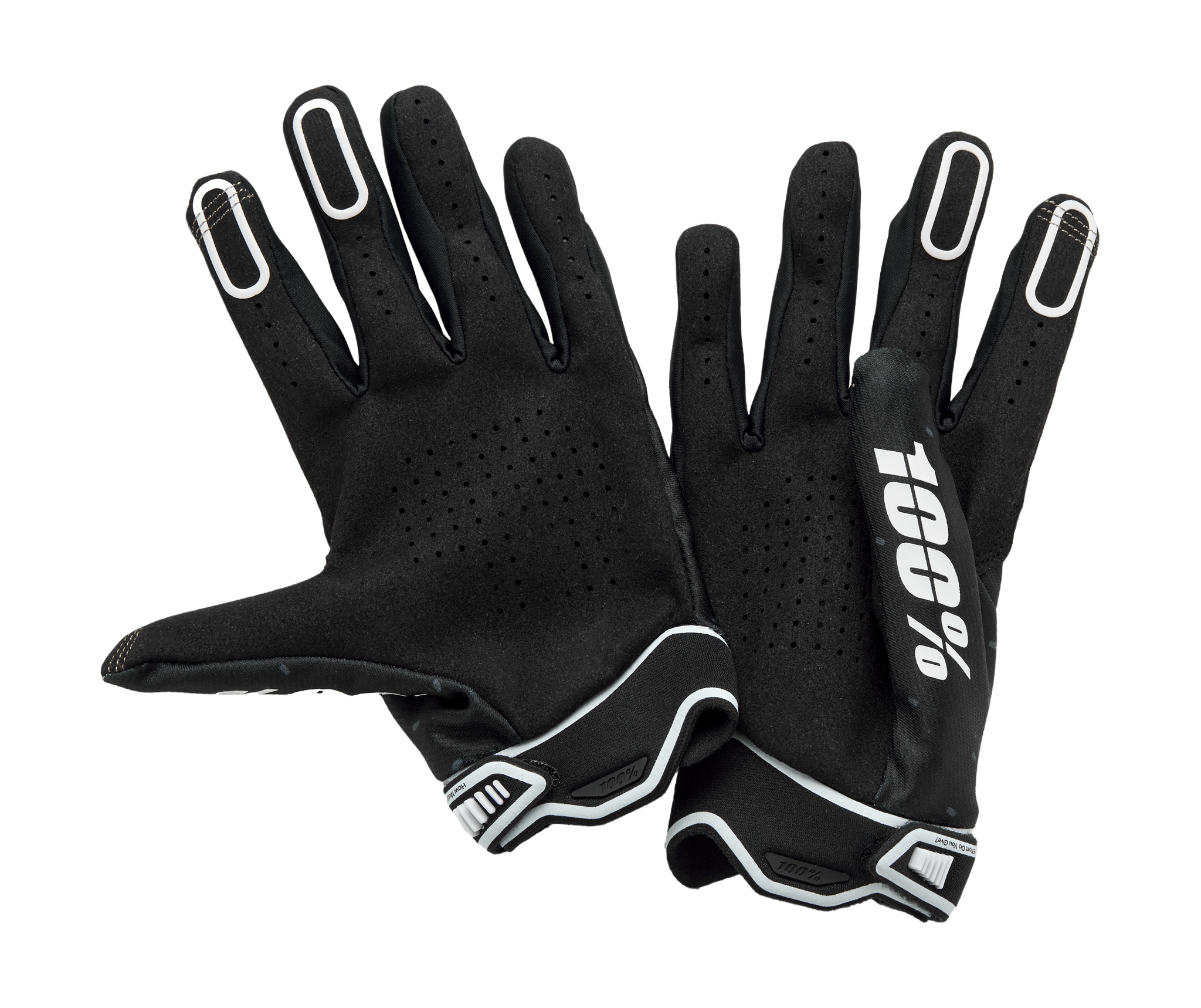 100% Motocross Gloves Ridefit - Black / White / Grey