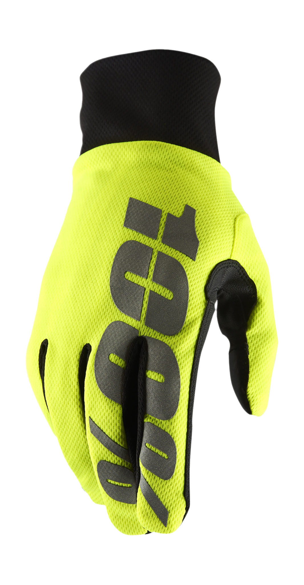100% Motocross Gloves Winter Hydromatic Waterproof - Neon Yellow