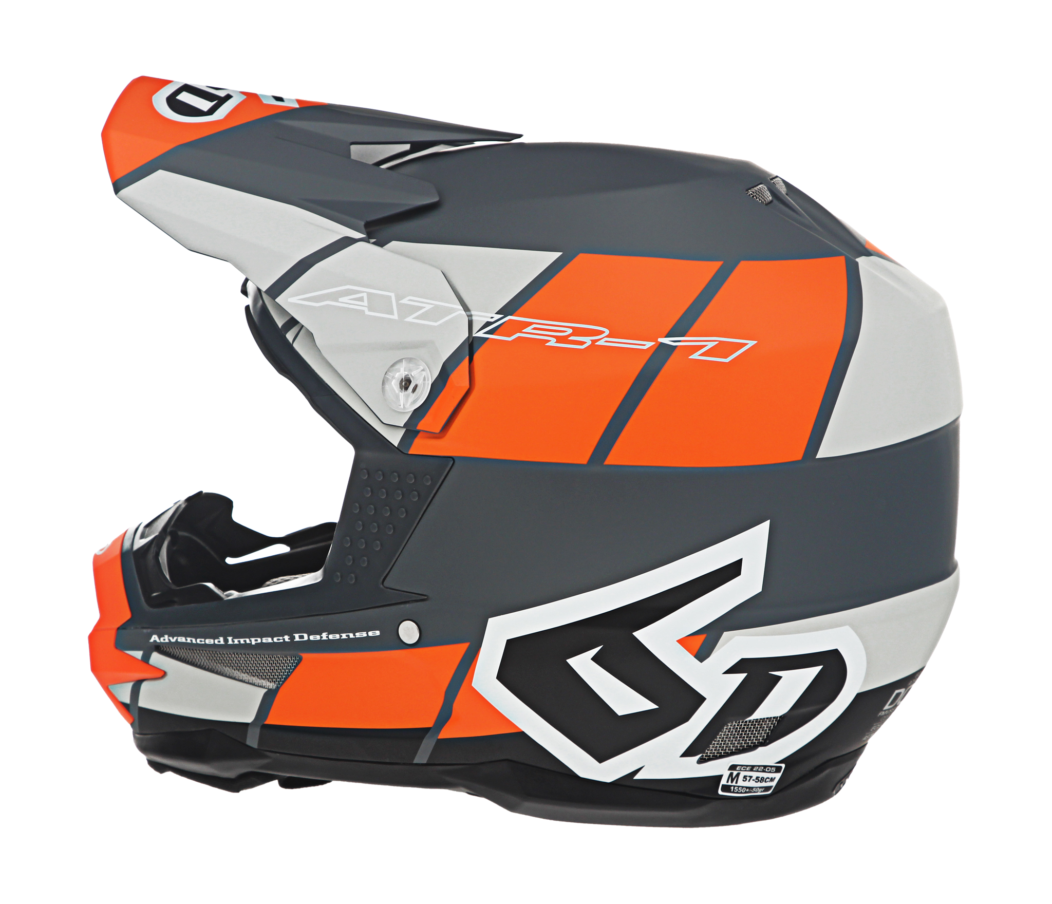 6D Motocross Helmet ATR-1 Shear - Orange / Grey / Black