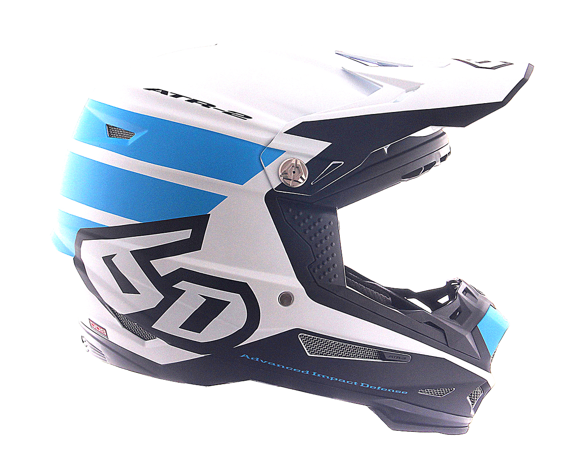 6D Motocross Helmet ATR-2 Stripe - Cyan / White