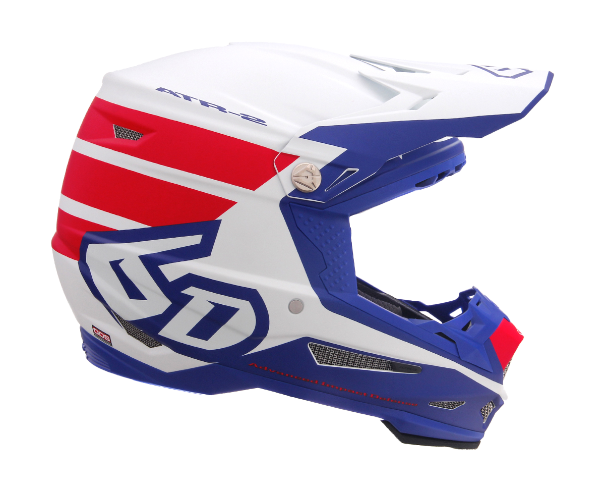 6D Motocross Helmet ATR-2 Stripe - Red / White / Blue