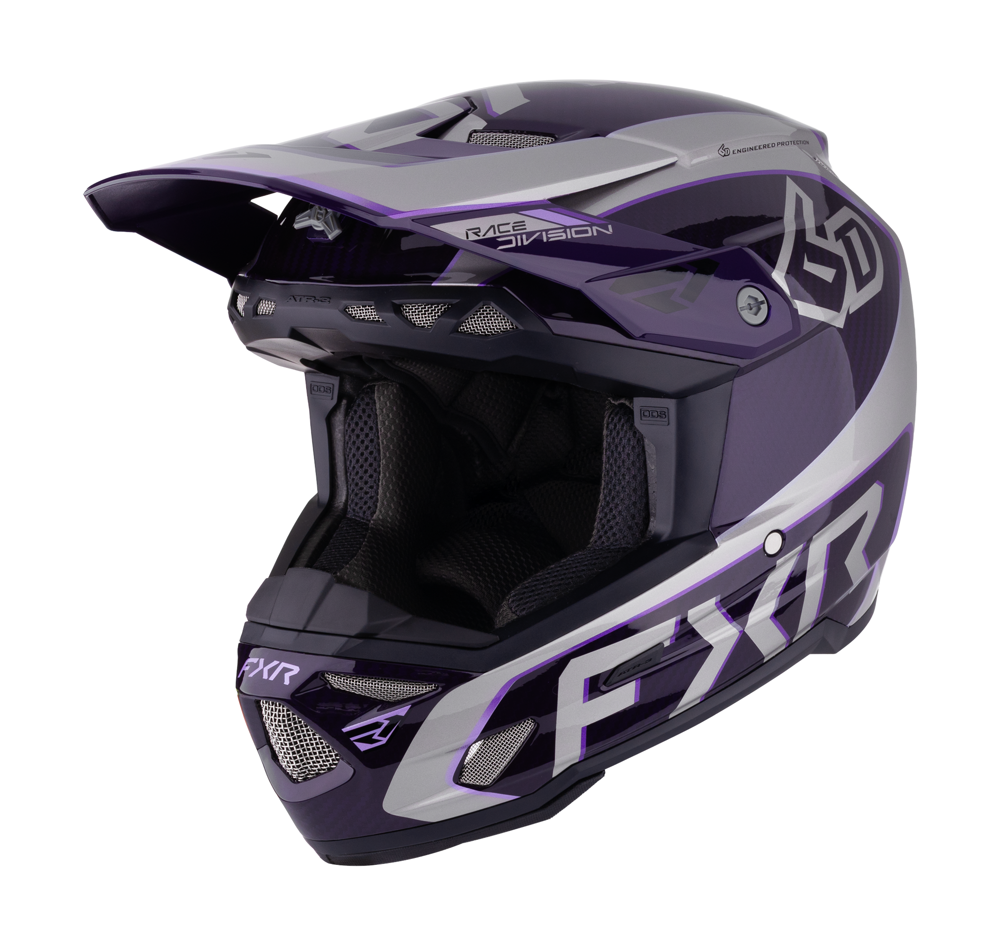 6D Motocross Helmet ATR-3 FIM FXR - Grey / Purple