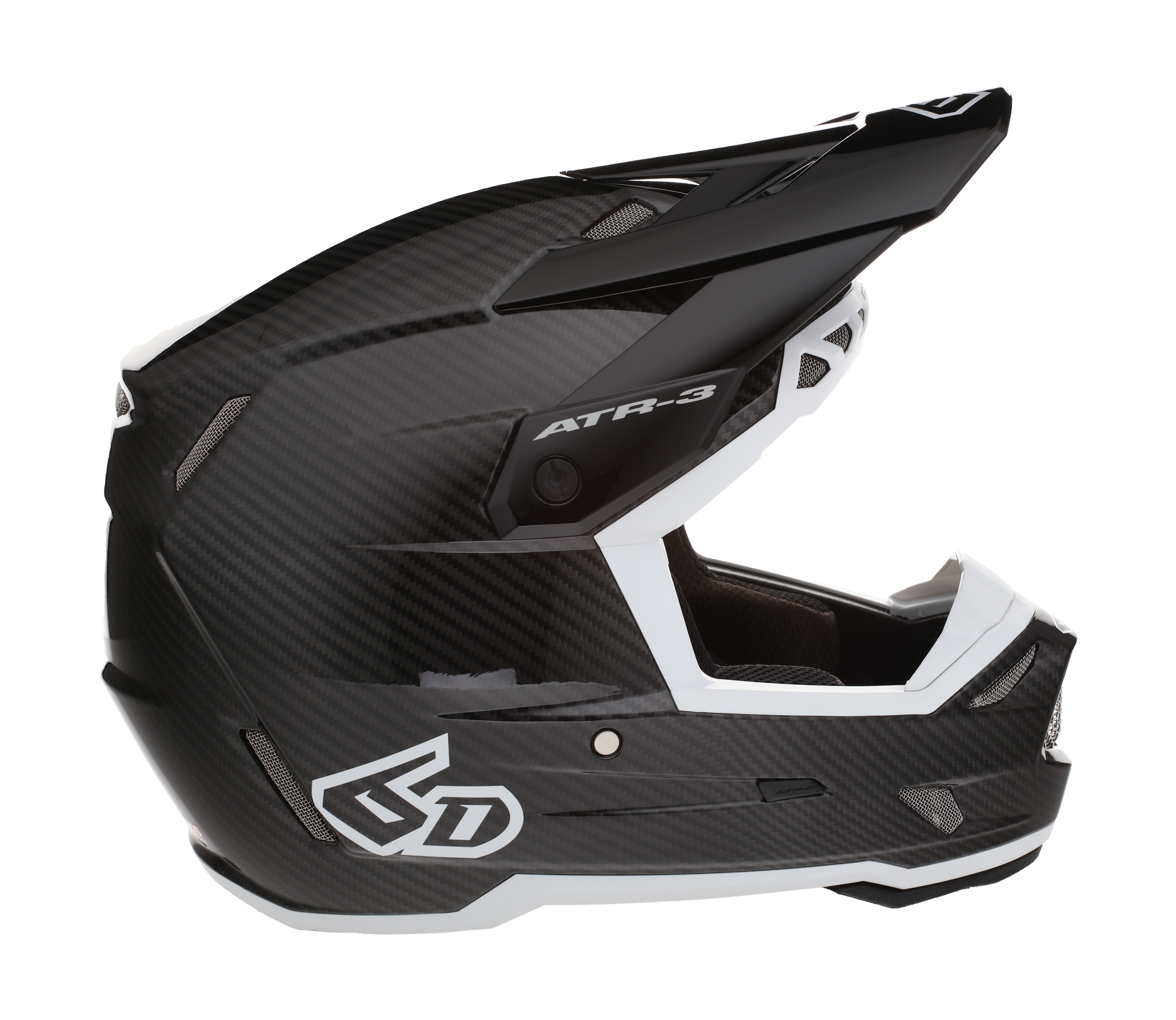 6D Motocross Helmet ATR-3 FIM Solid - Black / White