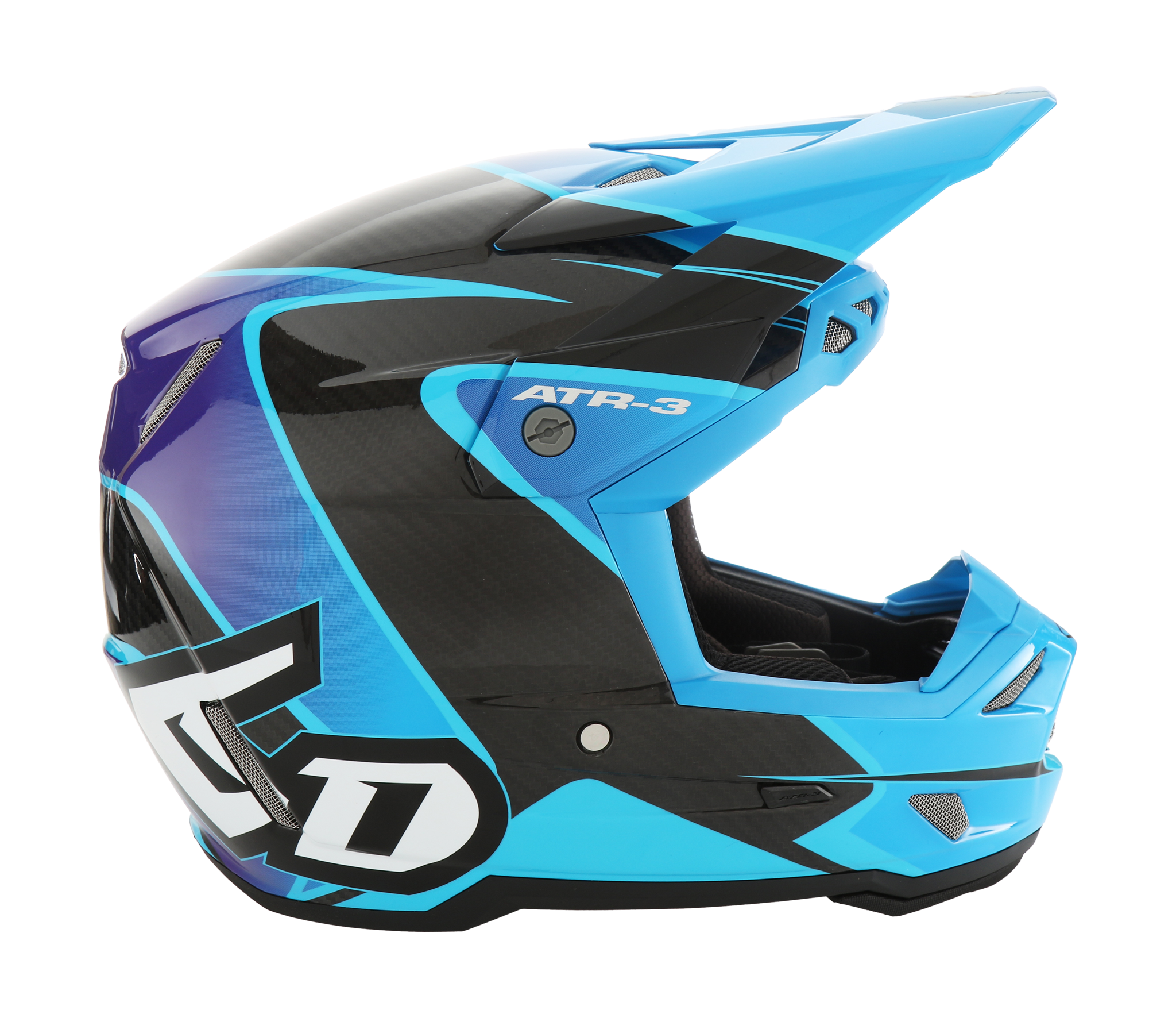 6D Motocross Helmet ATR-3 FIM Wave - Cyan / Blue / Purple