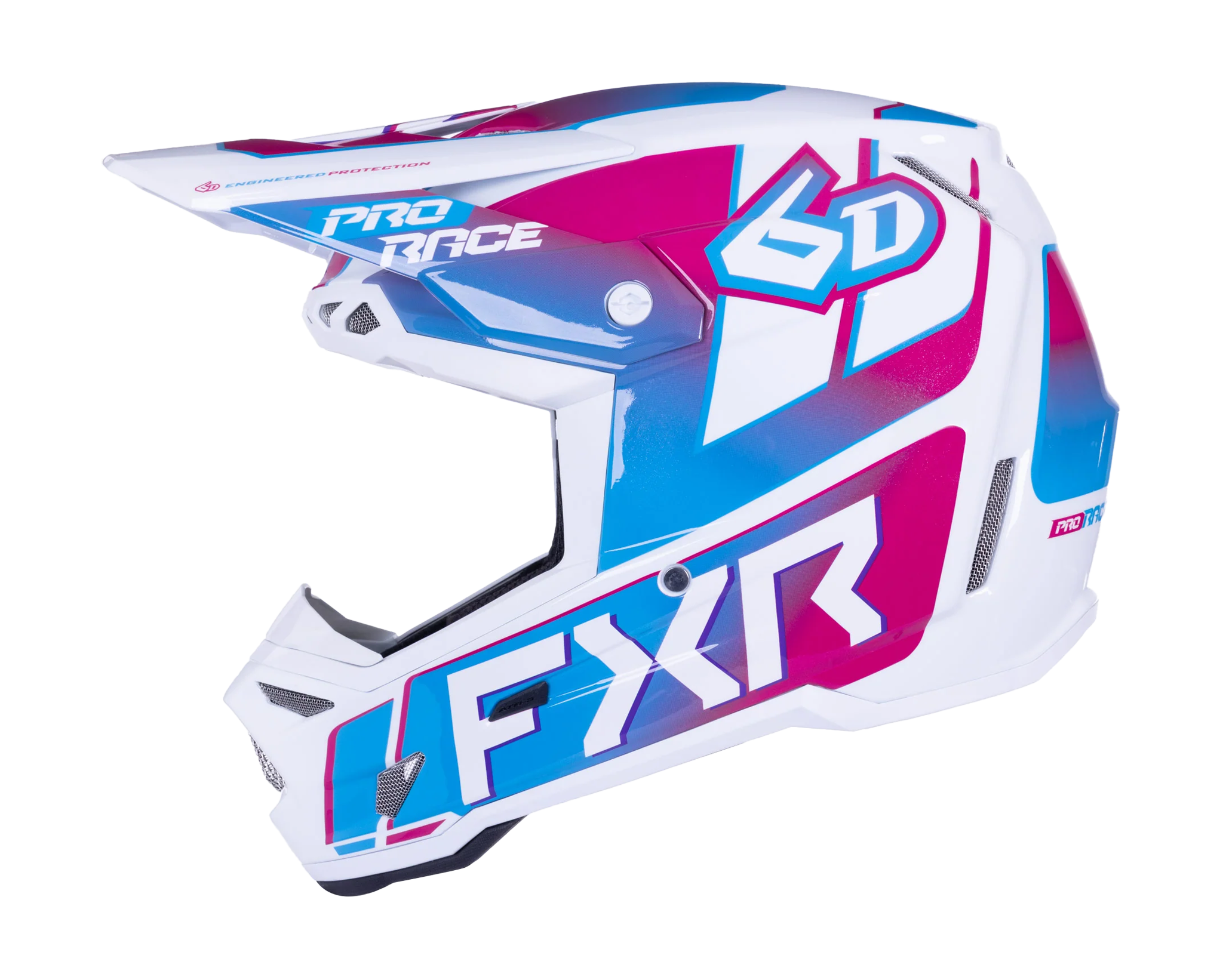 6D Motocross Helmet ATR-3 FXR - Blue Razz / White