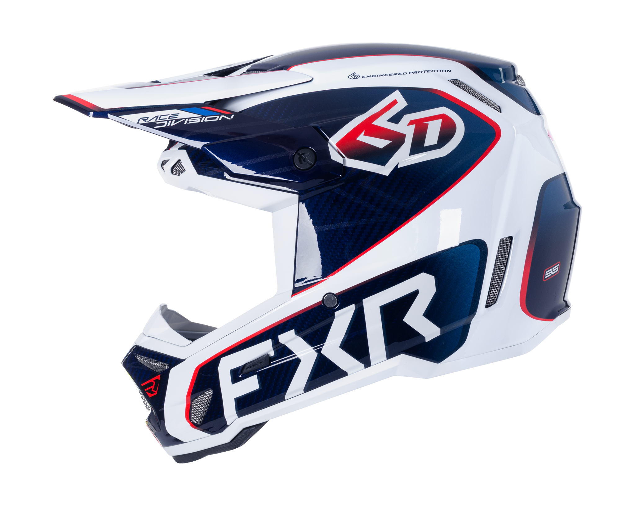 6D Motocross Helmet ATR-3 FXR - White / Red / Blue