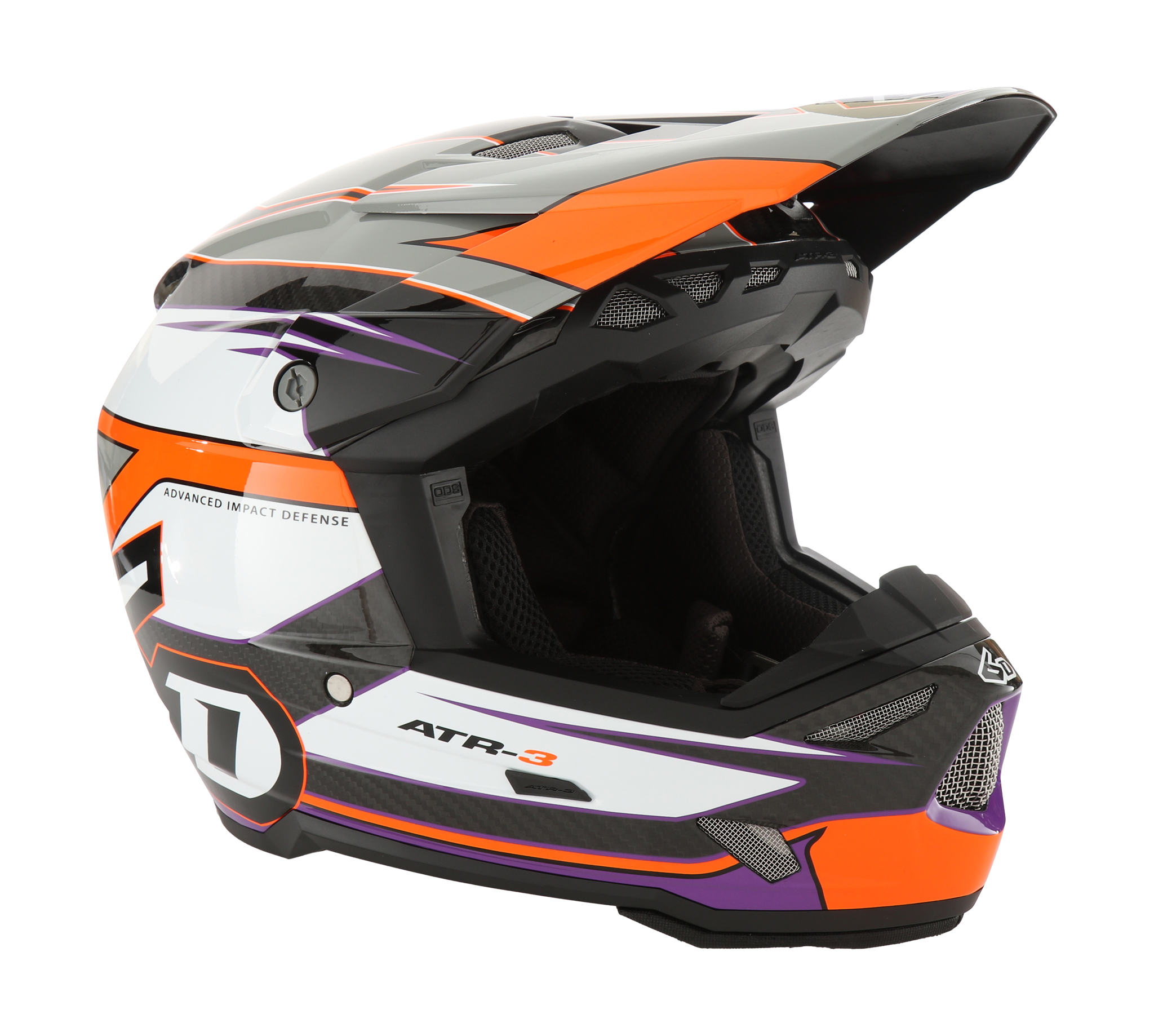 6D Motocross Helmet ATR-3 Hyper - Neon Orange / Purple