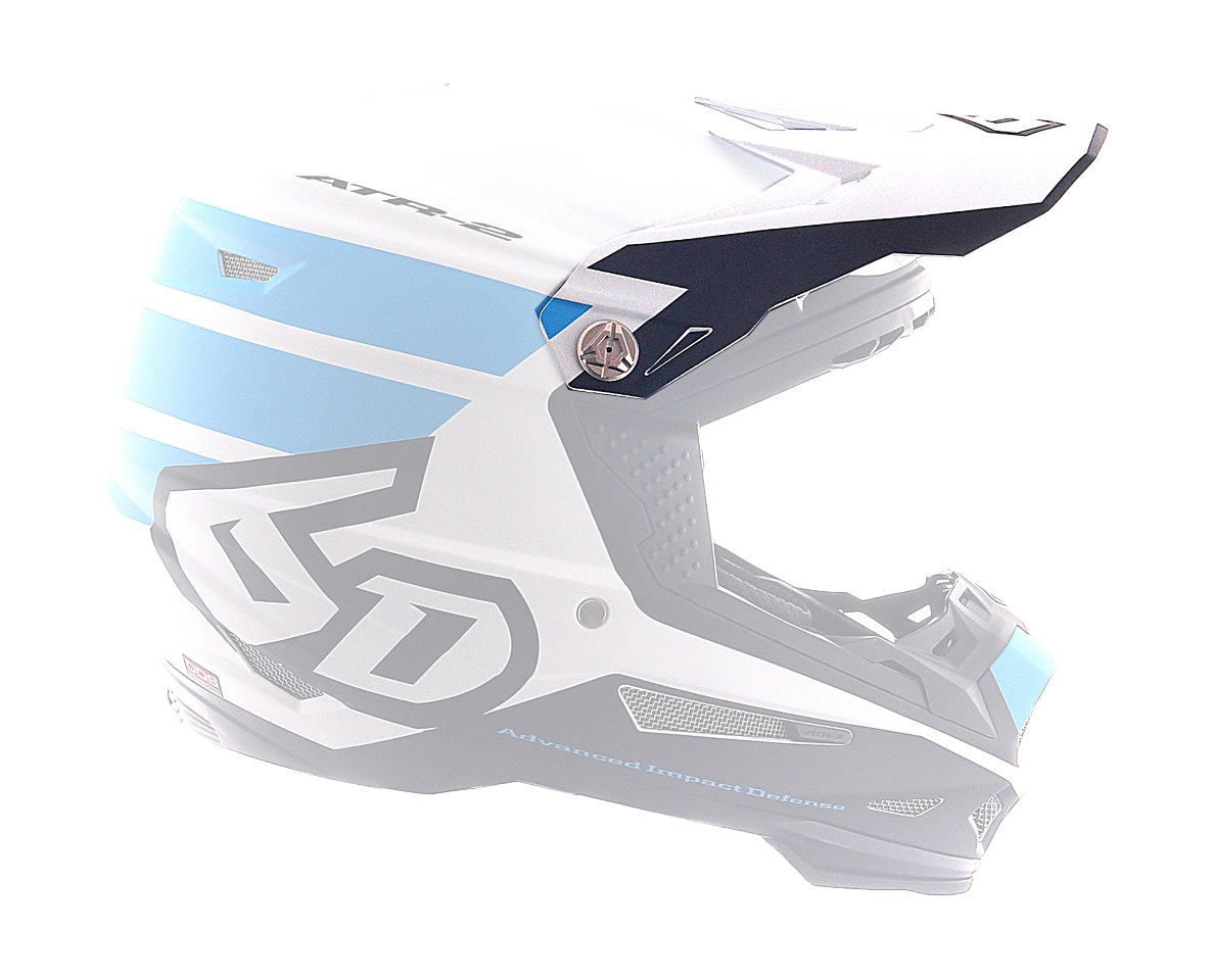 6D Helmet Visor ATR-2 Stripe - Cyan / White