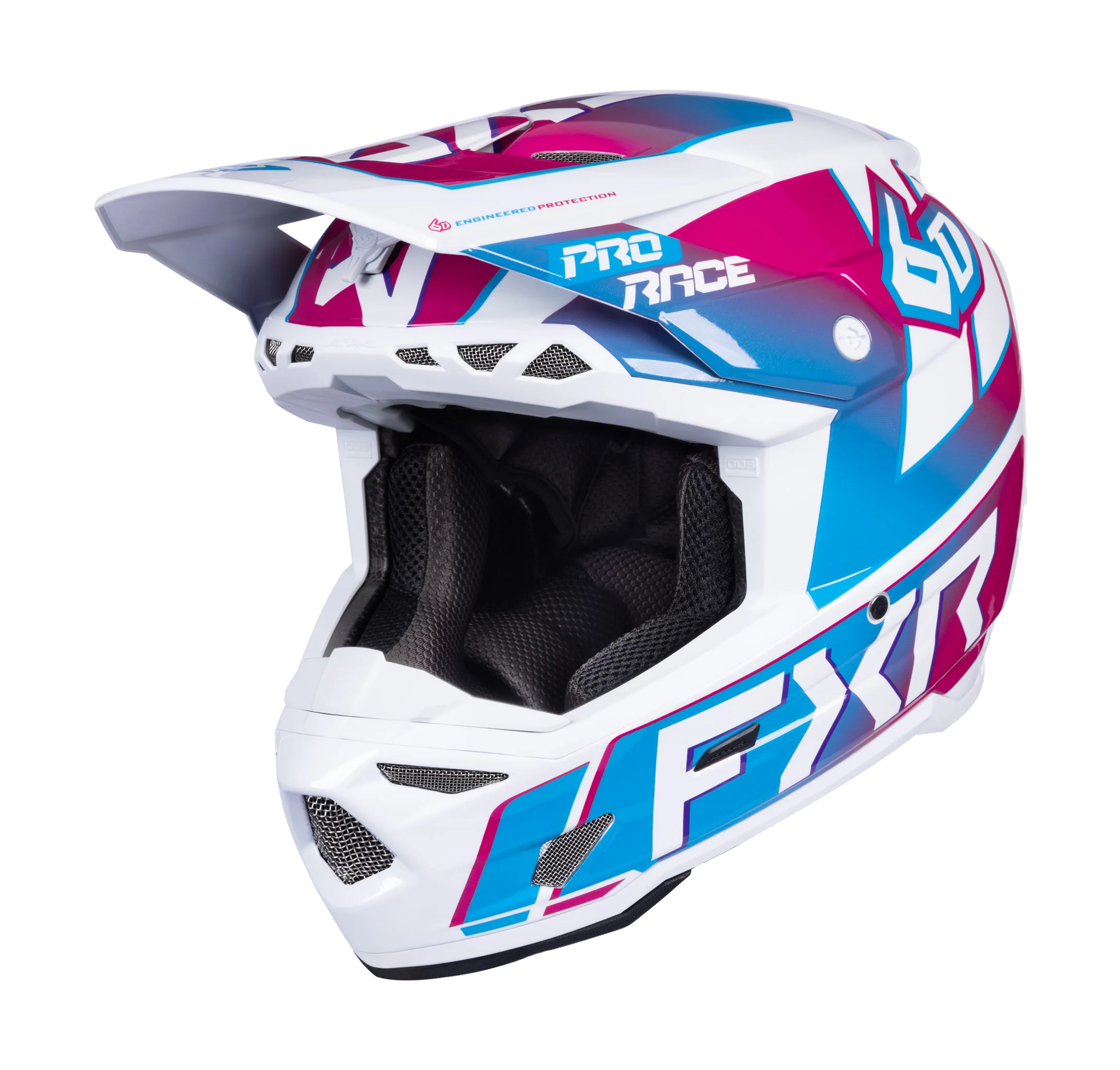 6D Youth Motocross Helmet ATR-3Y FXR - Blue Razz / White