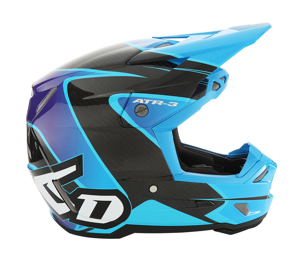 6D Youth Motocross Helmet ATR-3Y Wave - Cyan / Blue / Purple