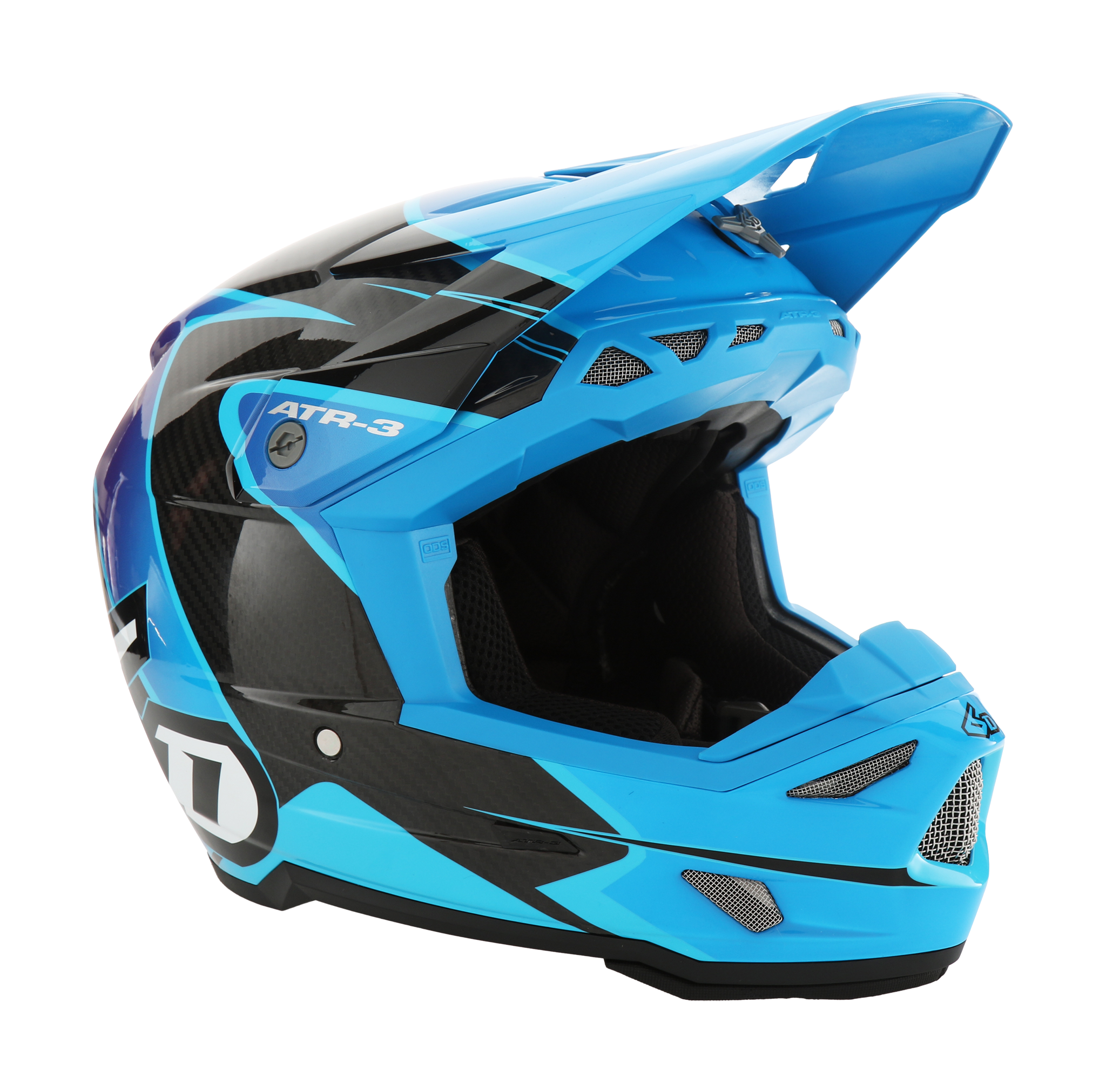 6D Youth Motocross Helmet ATR-3Y Wave - Cyan / Blue / Purple