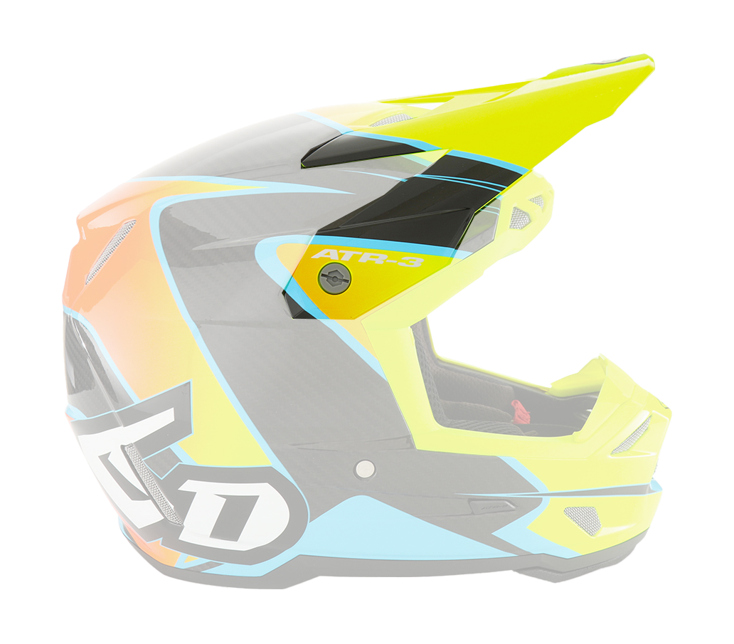 6D Youth Helmet Visor ATR-3Y Wave - Cyan / Neon Orange / Yellow
