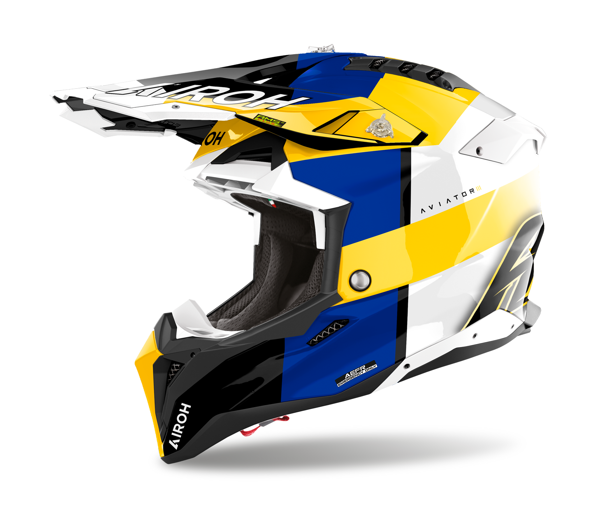 Airoh Motocross Helmet Aviator 3 Monarch - Gloss Blue / Yellow