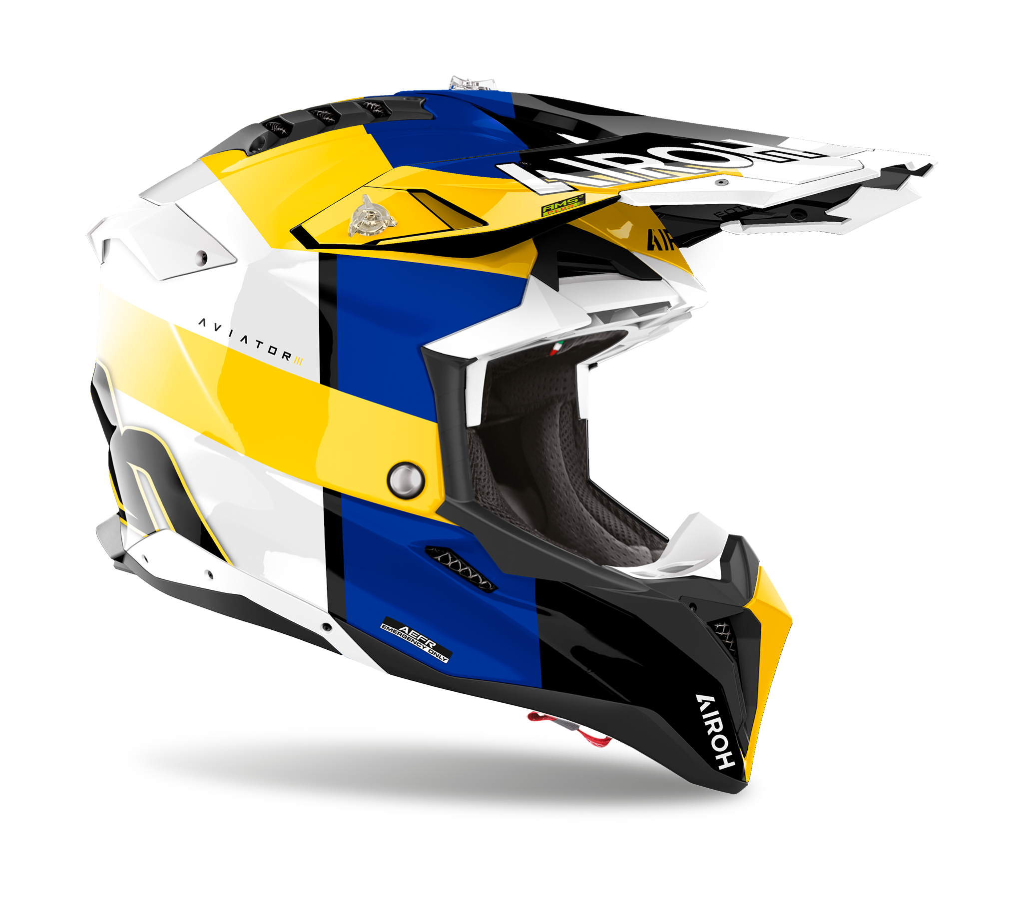 Airoh Motocross Helmet Aviator 3 Monarch - Gloss Blue / Yellow