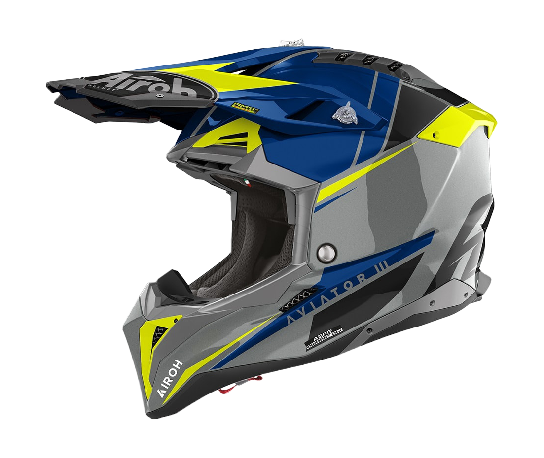 Airoh Motocross Helmet Aviator 3 Push - Gloss Blue