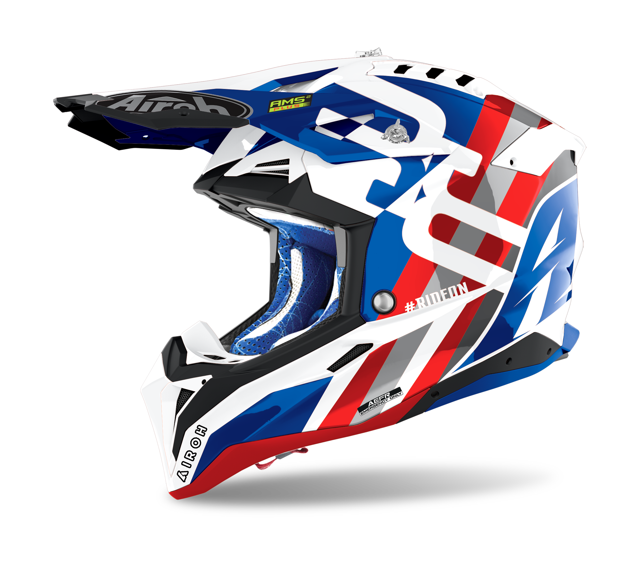 Airoh Motocross Helmet Aviator 3 Rainbow - Gloss Red / White / Blue