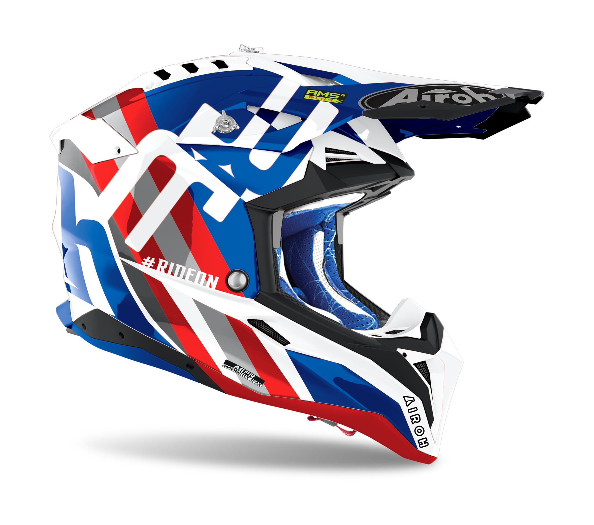 Airoh Motocross Helmet Aviator 3 Rainbow - Gloss Red / White / Blue